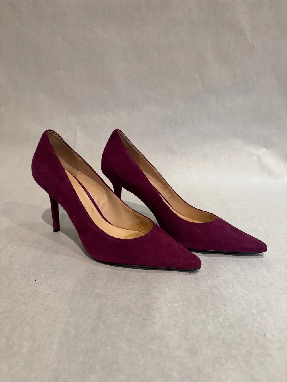 Guess Suede Pointed-Toe Pumps in Deep Plum